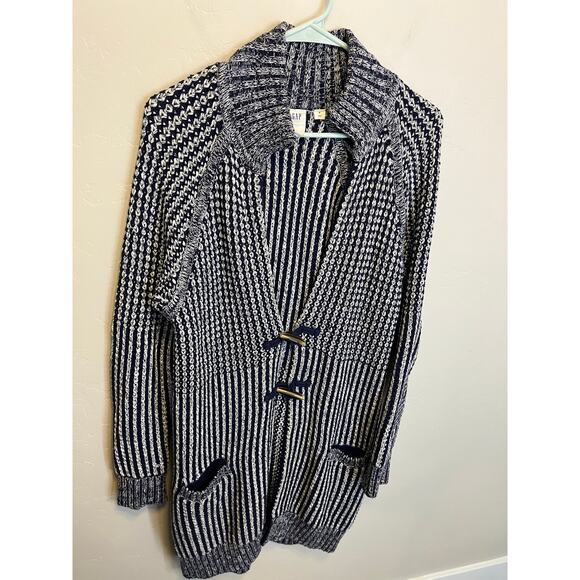 Gap Navy Blue Long Length Chunky Oversized Heavy Knit Nautical Sweater Size M - Picture 5 of 12